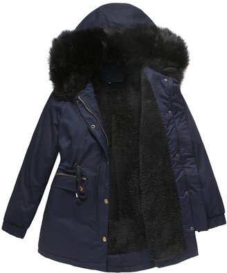 Freenfitmall Women's Windproof Warm Coat Winter Casual Fleece Coat Hooded Warm Coat European Loose Cotton Clothes (Black XXXL)