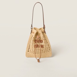 トートバッグ MiuMiu | Woven fabric and linen mini-tote bag Miu Miu Fabric And Linen Tote Bag - ShopStyle