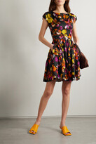 Thumbnail for your product : Jason Wu Collection Tiered Printed Crinkled-sateen Mini Dress - Black