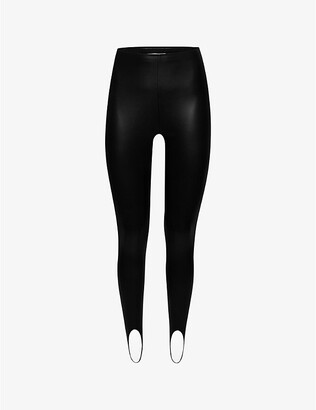 Amina Muaddi x Wolford High-waist vegan-leather stirrup leggings