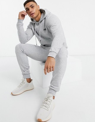 Jack and Jones Core cotton hoodie and slim fit sweatpants tracksuit in gray  - ShopStyle