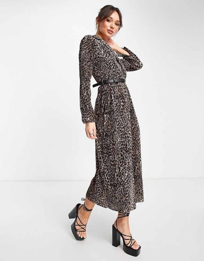 Long Sleeve Asos Leopard Wrap Dress Leopard Print Bardot Dress