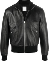 sandro leather trucker jacket