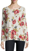 Thumbnail for your product : Joie Eloisa Rose-Print Crewneck Cashmere Sweater, Chalk