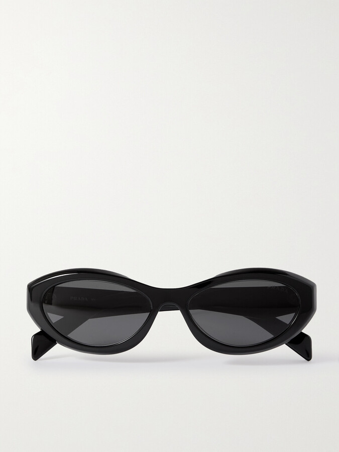 Prada Eyewear Ovalframe Acetate Sunglasses Black ShopStyle