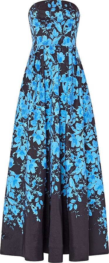 Women's Winona Floral Bandeau A-Line Maxi Dress - Black Blue - Size 2