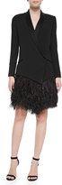 Thumbnail for your product : Haute Hippie Feather-Bottom Crepe Tux Blazer Dress