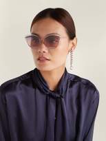 Thumbnail for your product : Valentino Rockstud Cat Eye Metal Sunglasses - Womens - Dark Pink