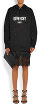 Thumbnail for your product : Givenchy Printed Distressed Cotton-jersey Hooded Top