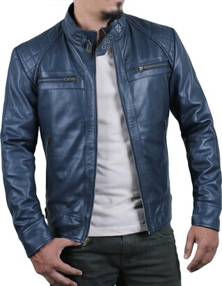 L LAVERAPELLE FEEL THE GENUINITY Laverapelle Men's Genuine Lambskin Leather  Jacket (Navy Blue - ShopStyle