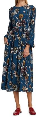 Max Mara Floral Belted Midi-Dress