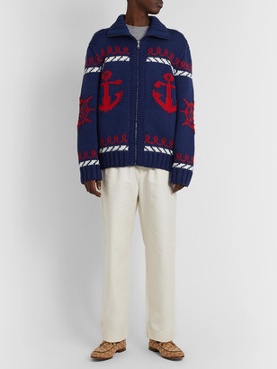Gucci Relaxed Intarsia Wool Zip-Up Cardigan