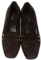 Thumbnail for your product : Prada Suede Square-Toe Loafers
