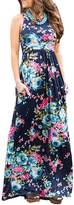 Thumbnail for your product : Assivia Women's Floral Print Sleeveless Pockets Tunic Long Maxi Casual Dress