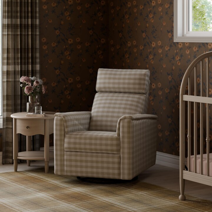 NAMESAKE Willa Plus Power Glider Recliner w/Power Headrest in Tan Gingham