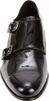 Thumbnail for your product : Barneys New York Men's Patent Double Monk Shoes-Black
