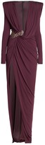 Thumbnail for your product : ZUHAIR MURAD Jersey Deep V-Neck Embroidered Gown