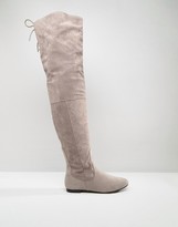 Thumbnail for your product : Daisy Street Lace Back Gray Over The Knee Boots