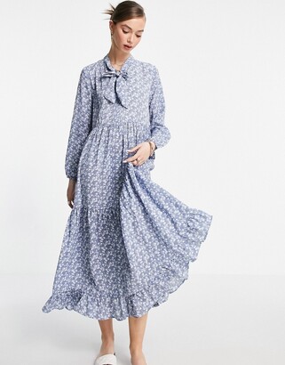 Urban Threads tiered maxi smock dress in floral print