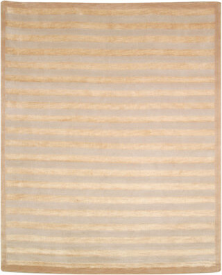 dCOR design Tibetan Hand Knotted Silk & Wool Pile Striped Rug