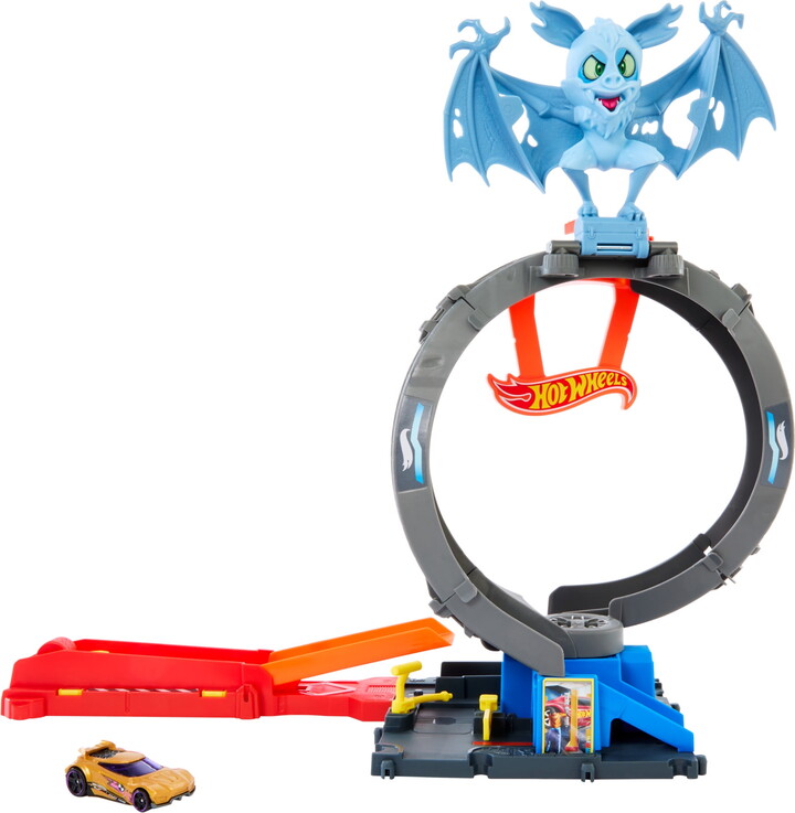 Hot Wheels City Bat Loop Attack Playset with 1:64 Scale Toy Car Inspired by Netflix’s “Let’s Race”