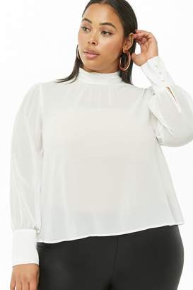 Forever 21 Plus Size Sheer Chiffon Mock Neck Top