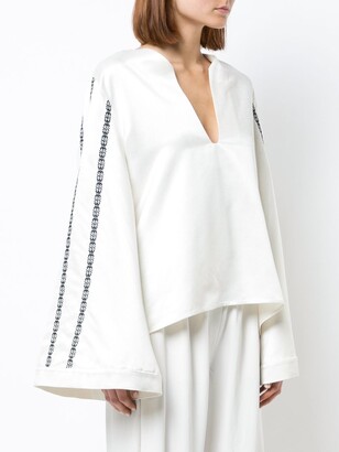 ZEUS + DIONE Embroidered Wide Sleeve Blouse