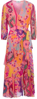 Etro Printed silk midi dress