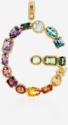 Dolce & Gabbana Rainbow alphabet G 18 kt yellow gold charm with multicolor fine gems