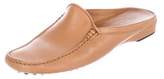 Thumbnail for your product : Tod's Leather Square-Toe Mules Tan Leather Square-Toe Mules