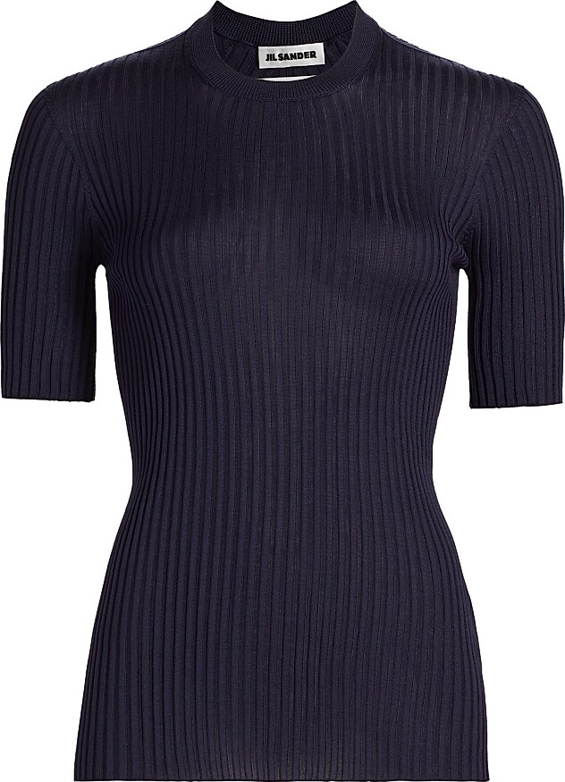Jil Sander Women's Rib-Knit Silk Top - Midnight - Size 0