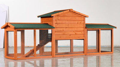 One Allium Way Outdoor Cage Large Wooden With Waterproof Asphalt Roof Spacious Run And Ramp Classic Design High - Quality Fir Wood For Rabbits Chickens Small