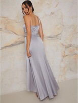 Thumbnail for your product : Chi Chi London One Shoulder Satin Finish Maxi Bridesmaids Dress - Blue