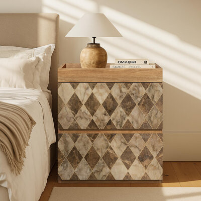 SIGNLEADER Diamond Pattern Nightstand with 2 Drawers Modern Bedside Storage Cabinet with Organizer Accent Furniture for Bedroom - 24\
