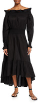 Thumbnail for your product : Adam Lippes Smocked Off-The-Shoulder Midi Dress