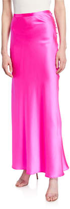 BERNADETTE Florence Silk Satin Bias-Cut Ankle-Length Skirt, Pink