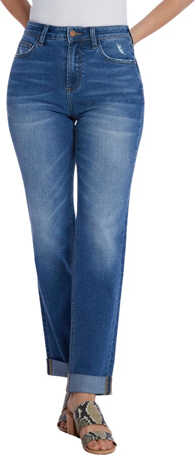 HINT OF BLU Cuffed Wide Leg Boyfriend Jeans