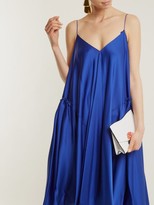 Thumbnail for your product : Maison Rabih Kayrouz Gathered-panel Charmeuse Dress - Blue