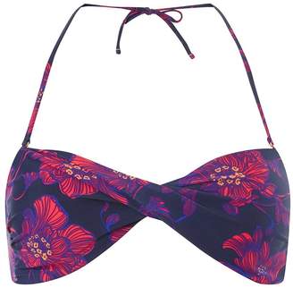 Dorothy Perkins Womens *Dp Beach Pink And Blue Floral Print Twist Bandeau Bikini Top