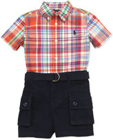 Thumbnail for your product : Ralph Lauren Childrenswear Plaid Shirt & Cargo Shorts Set, 9-24 Months