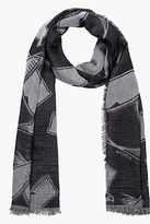 Thumbnail for your product : Kris Van Assche KRISVANASSCHE Grey & black reversed eagle print scarf