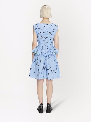 Christopher Kane Floral-Print Peplum Sleeveless Dress