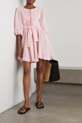 Fil De Vie + Net Sustain Mina Tasseled Ramie Mini Dress - Baby pink