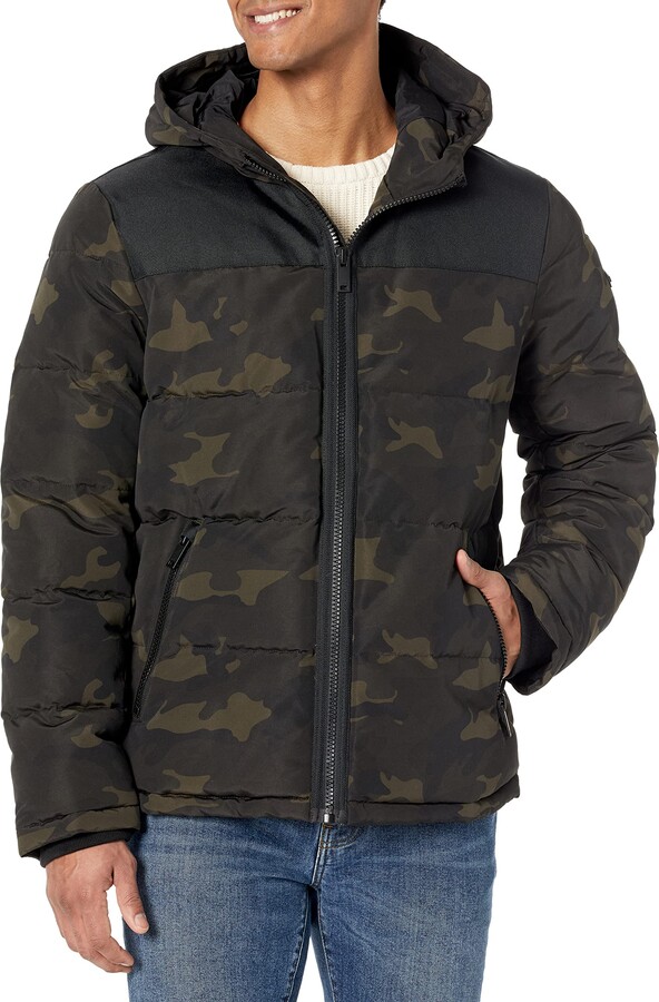 DKNY Men's Shawn Quilted Mixed Media Hooded Puffer Jacket - ShopStyle