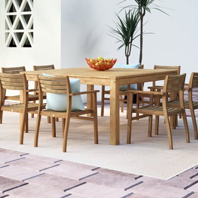 Lark Manor Anautica 9 Piece Teak Dining Set