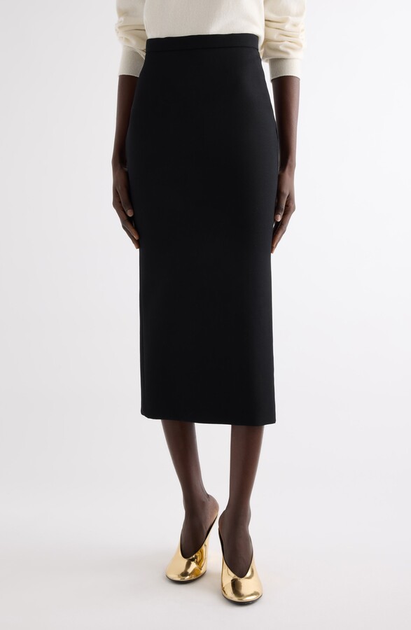 Givenchy Back Godet Crepe Cady Midi Skirt