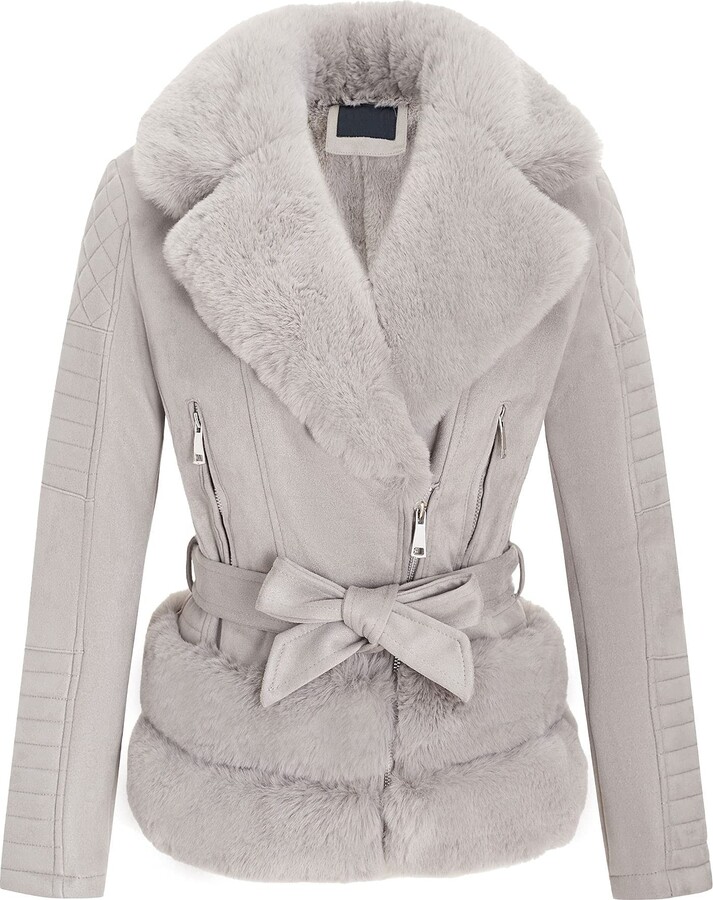 grey suede fur jacket