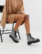 Thumbnail for your product : ASOS Design DESIGN Attitude chunky lace up boots in zebra