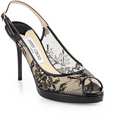 Thumbnail for your product : Jimmy Choo Nova Lace & Patent Leather Slingback Pumps