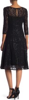 Thumbnail for your product : SL Fashions Lace Overlay Fit & Flare Midi Dress